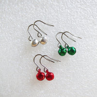 Tiny Jingle Bell Earrings on Titanium Earwires, Implant Grade Nickel Free, Dainty Christmas Earrings Great Gift For Little Girls, Adults Too