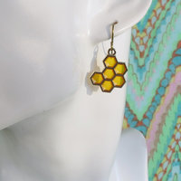 	 Honeycomb Earrings with Niobium Ear Wires, Super Hypoallergenic Bee Earrings for Sensitive Ears