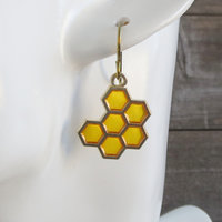 	 Honeycomb Earrings with Niobium Ear Wires, Super Hypoallergenic Bee Earrings for Sensitive Ears