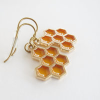 	 Honeycomb Earrings with Niobium Ear Wires, Super Hypoallergenic Bee Earrings for Sensitive Ears