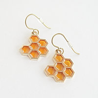 	 Honeycomb Earrings with Niobium Ear Wires, Super Hypoallergenic Bee Earrings for Sensitive Ears
