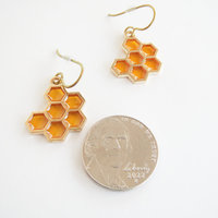 	 Honeycomb Earrings with Niobium Ear Wires, Super Hypoallergenic Bee Earrings for Sensitive Ears