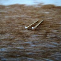 Tiny Flat Stud Earrings, 14k Gold Filled Unisex Studs, 21 Gauge Post  - Single Stud or Pair, Earlobe or Cartilage Earring - 100% Made in USA
