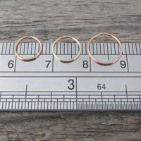 Skinny Nose Ring Hoops, Set of TWO: Yellow or Rose-Gold Filled or Sterling Silver - Helix Ring, Tragus Ring, Lip Ring, Etc, 100% Made In USA