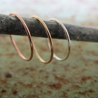 Skinny Nose Ring Hoops, Set of TWO: Yellow or Rose-Gold Filled or Sterling Silver - Helix Ring, Tragus Ring, Lip Ring, Etc, 100% Made In USA