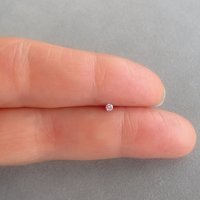 Small 2mm Pink Nose Stud, 925 Sterling Silver Pale Pink Nose Ring, Cubic Zirconia Gemstone Nose Stud with a 21g Post, L-bend or Straight