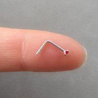 Small, 2mm Ruby Red Nose Stud, Sterling Silver Red Nose Ring, Cubic Zirconia Gemstone Nose Ring, 21g Post