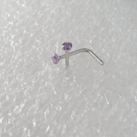 Small Purple Nose Stud, 925 Sterling Silver Purple Nose Ring, Cubic Zirconia Tanzanite Gemstone Nose Stud on a 21g Post, Customizable