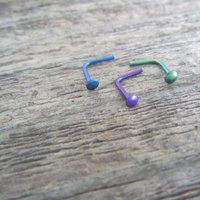 Niobium Nose Ring, Tiny Nose Stud in Green, Purple, or Blue; Nickel-Free Hypoallergenic Nose Jewelry - 100% Made in the USA