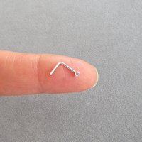 Small 2mm Pink Nose Stud, 925 Sterling Silver Pale Pink Nose Ring, Cubic Zirconia Gemstone Nose Stud with a 21g Post, L-bend or Straight