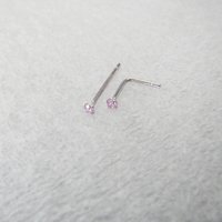 Small 2mm Pink Nose Stud, 925 Sterling Silver Pale Pink Nose Ring, Cubic Zirconia Gemstone Nose Stud with a 21g Post, L-bend or Straight