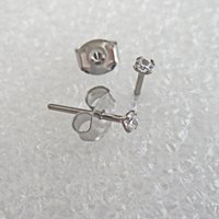 Surgical Steel Stud Earrings, Tiny 2mm Cubic Zirconia Gemstone Earrings - 21g Lobe and Cartilage Studs for Men or Women - Single or Pair