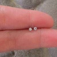 Surgical Steel Stud Earrings, Tiny 2mm Cubic Zirconia Gemstone Earrings - 21g Lobe and Cartilage Studs for Men or Women - Single or Pair
