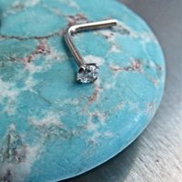 Cubic Zirconia Nose Stud in 316L Surgical Steel, 21g Post, Gemstone Nose Ring for Men and Women - Nose Screw, L-Bend, Straight, or Fishtail