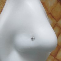 Cubic Zirconia Nose Stud in 316L Surgical Steel, 21g Post, Gemstone Nose Ring for Men and Women - Nose Screw, L-Bend, Straight, or Fishtail