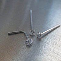 Cubic Zirconia Nose Stud in 316L Surgical Steel, 21g Post, Gemstone Nose Ring for Men and Women - Nose Screw, L-Bend, Straight, or Fishtail