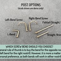 Cubic Zirconia Nose Stud in 316L Surgical Steel, 21g Post, Gemstone Nose Ring for Men and Women - Nose Screw, L-Bend, Straight, or Fishtail