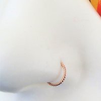 Twisted 14k Rose Gold Hoop for Nose, Cartilage Earring, 20g Helix Ring
