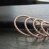 One Pair of Twisted 14k Rose Gold Earrings; Solid Gold Hoops for Lobes, Cartilage, Nose, or Other Piercings