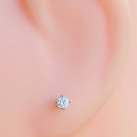 Small CZ Earrings; 3mm Round, Gold Filled Cubic Zirconia Cartilage Studs