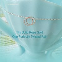 One Pair of Twisted 14k Rose Gold Earrings; Solid Gold Hoops for Lobes, Cartilage, Nose, or Other Piercings
