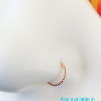 14k Gold Twisted Hoop, 21g Nose Ring, Septum Hoop, Cartilage Earring
