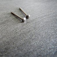 Niobium Tiny Stud Post Earrings, Grey Niobium Relief Studs, Womens or Mens Earrings - Hypoallergenic Lobe or Cartilage Stud Earrings