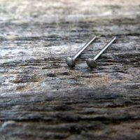 Niobium Tiny Stud Post Earrings, Grey Niobium Relief Studs, Womens or Mens Earrings - Hypoallergenic Lobe or Cartilage Stud Earrings
