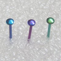 Niobium Nose Ring, Tiny Nose Stud in Green, Purple, or Blue; Nickel-Free Hypoallergenic Nose Jewelry - 100% Made in the USA