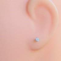 Small CZ Earrings; 3mm Round, Gold Filled Cubic Zirconia Cartilage Studs