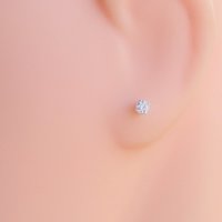 Sterling Silver CZ Earrings for Cartilage or Earlobes, Dainty Studs