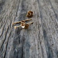 TEENY TINY Flat Gold Stud Earrings, 14k Solid Gold - Super Thin 24g Post, Single or Pair, Earlobe or Cartilage Earring, 100% Made in USA