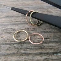 Solid Gold Nose or Cartilage Ring, 14k Rose Gold or Yellow Gold, 20 Gauge Nose Hoop, Cartilage, Tragus, Lip, Etc - 100% Made in the USA