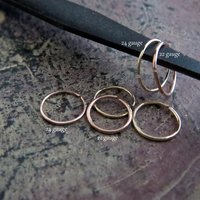 Tiny Gold Nose Ring, 14k Solid Rose Gold or Yellow Gold - 22 or 24 Gauge Super Skinny Endless Hoop for All Piercings - 100% Made in the USA