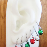 Tiny Jingle Bell Earrings on Titanium Earwires, Implant Grade Nickel Free, Dainty Christmas Earrings Great Gift For Little Girls, Adults Too
