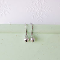 Tiny Jingle Bell Earrings on Titanium Earwires, Implant Grade Nickel Free, Dainty Christmas Earrings Great Gift For Little Girls, Adults Too