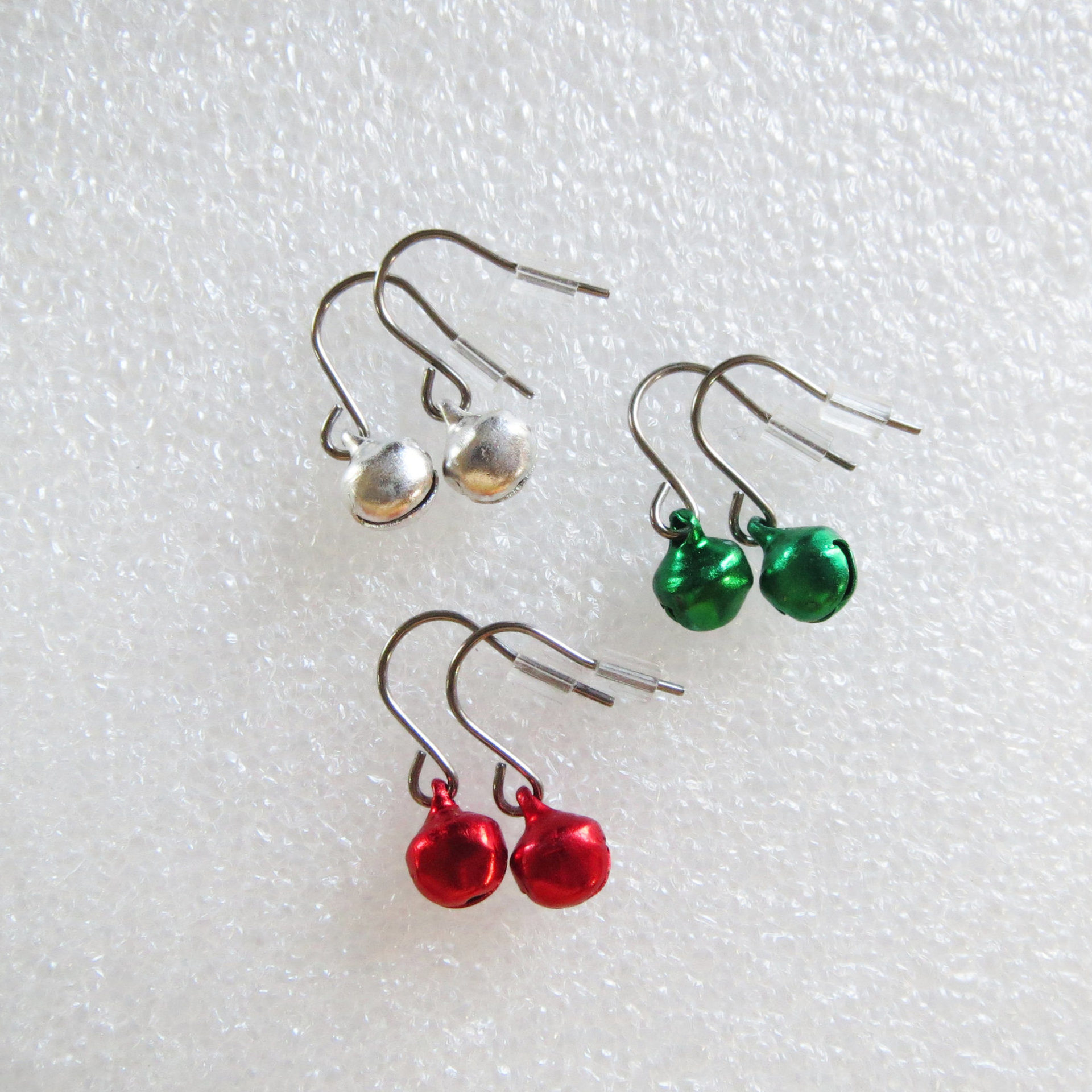Tiny Jingle Bell Earrings on Titanium Earwires, Implant Grade Nickel Free, Dainty Christmas Earrings Great Gift For Little Girls, Adults Too