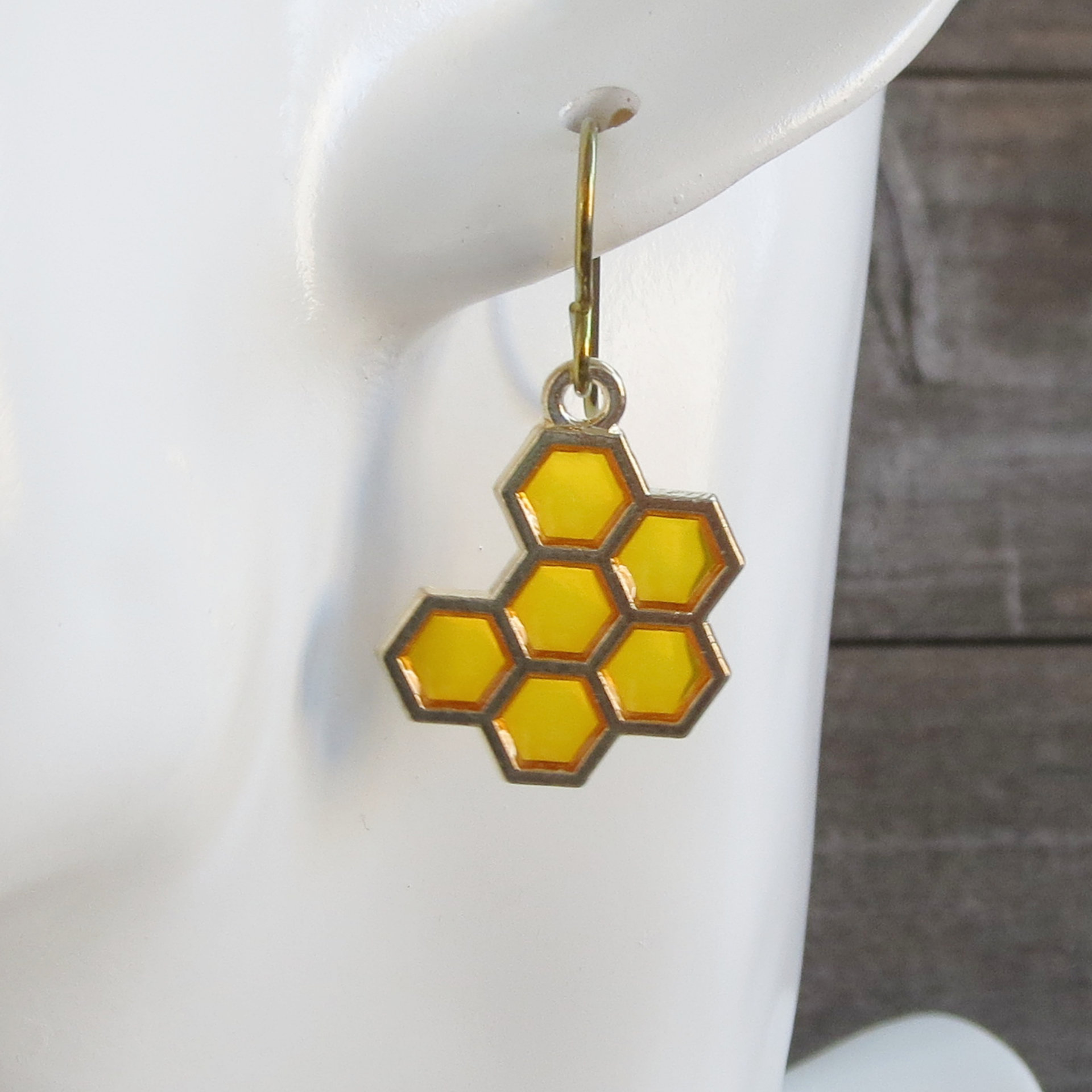 	 Honeycomb Earrings with Niobium Ear Wires, Super Hypoallergenic Bee Earrings for Sensitive Ears