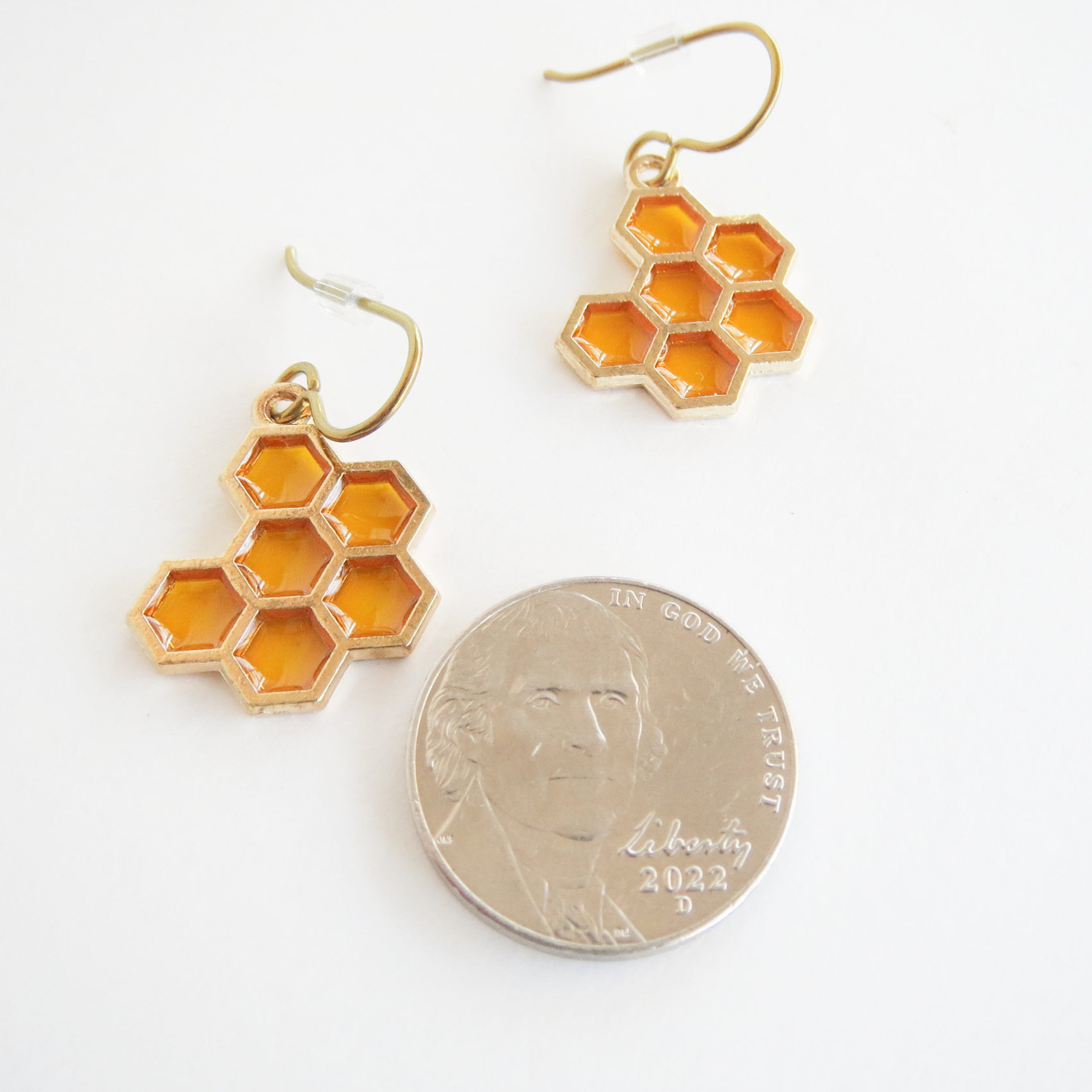 	 Honeycomb Earrings with Niobium Ear Wires, Super Hypoallergenic Bee Earrings for Sensitive Ears
