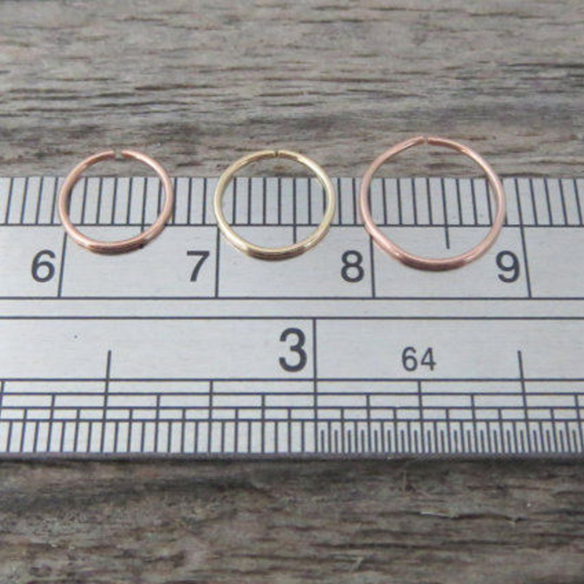 Skinny Nose Ring Hoops, Set of TWO: Yellow or Rose-Gold Filled or Sterling Silver - Helix Ring, Tragus Ring, Lip Ring, Etc, 100% Made In USA