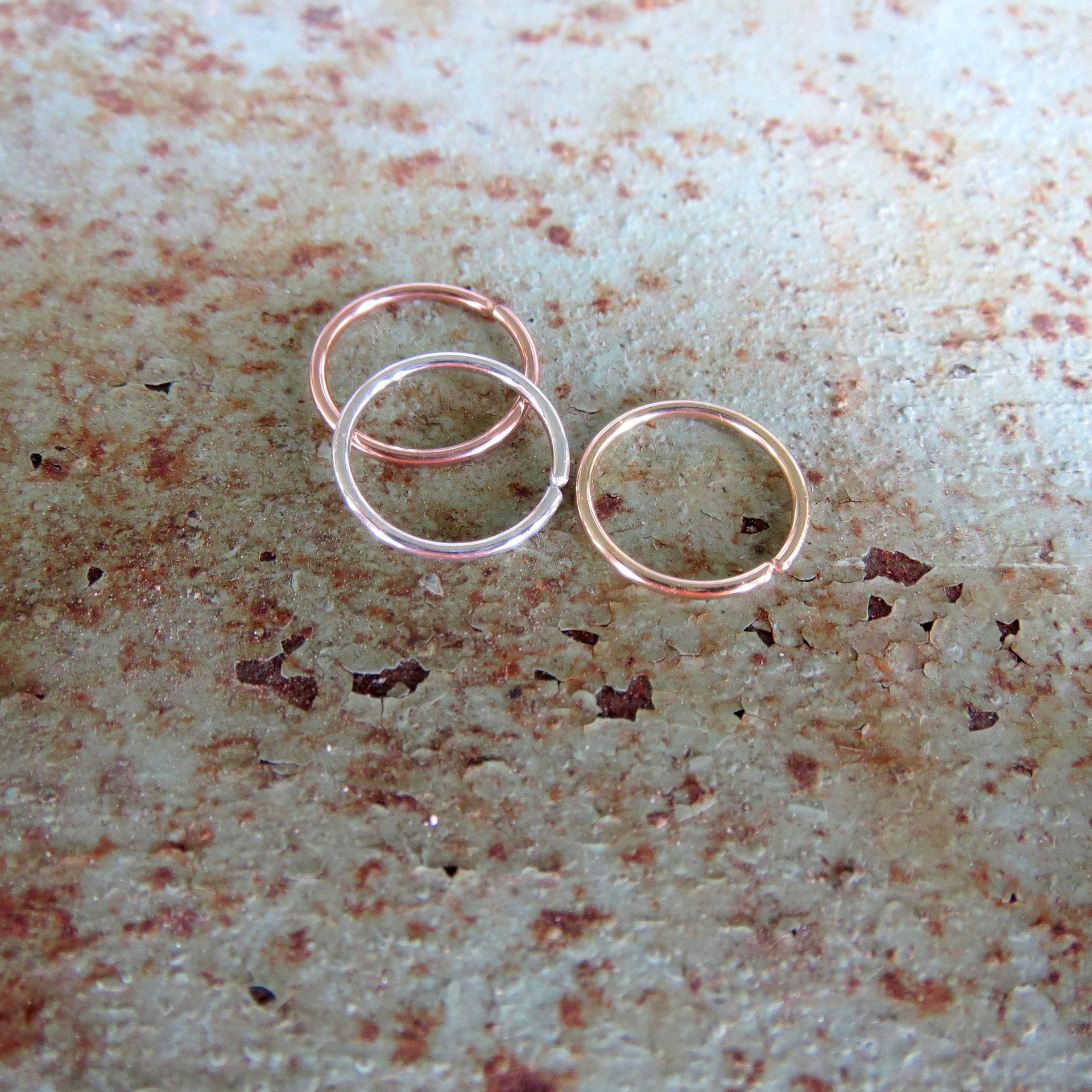 Nose Rings Set of Two, 20g Hoops, Mix and Match: Rose-Gold Filled, Gold Filled, or Sterling Silver Rings - Nose, Helix, Etc. Made In USA