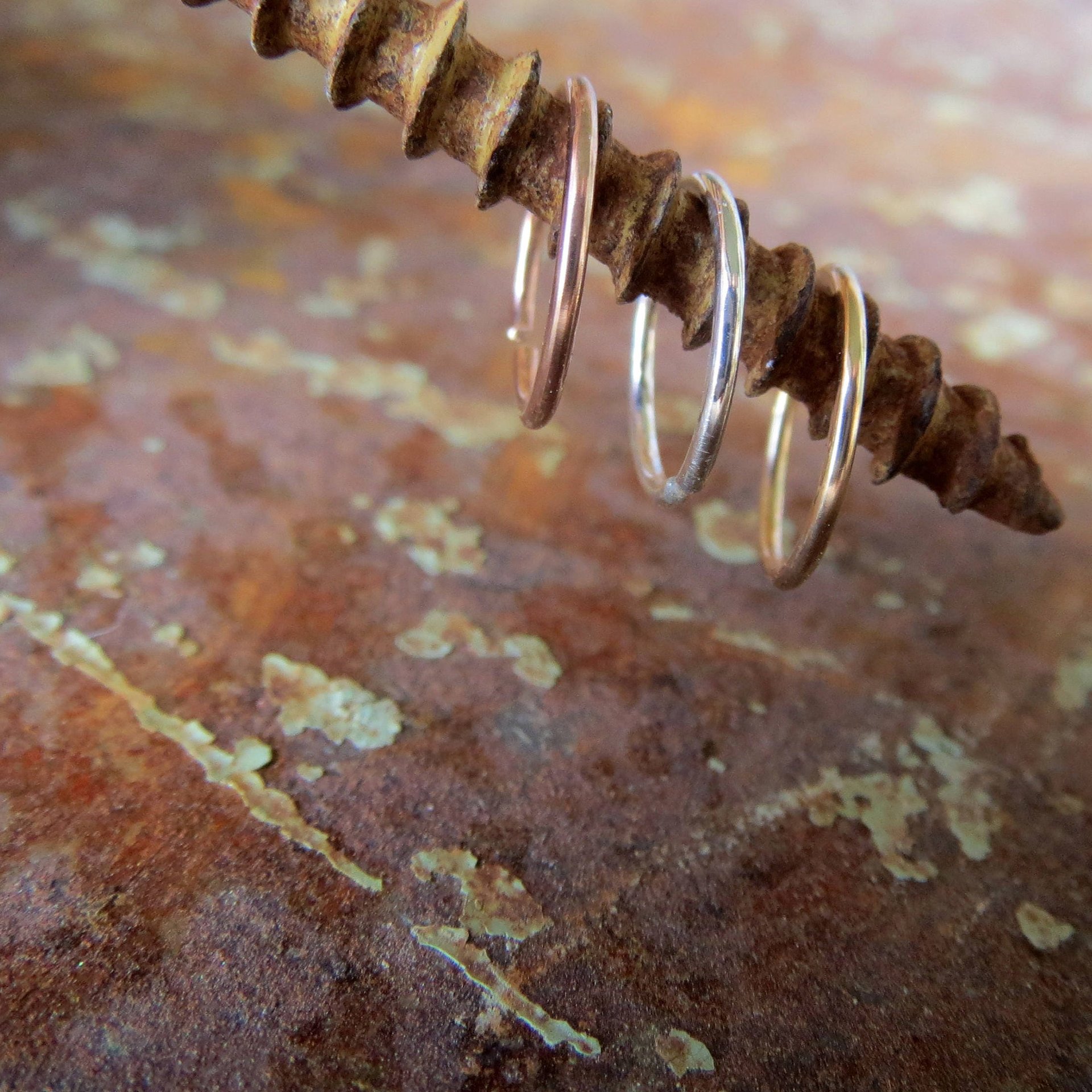 Nose Rings Set of Two, 20g Hoops, Mix and Match: Rose-Gold Filled, Gold Filled, or Sterling Silver Rings - Nose, Helix, Etc. Made In USA