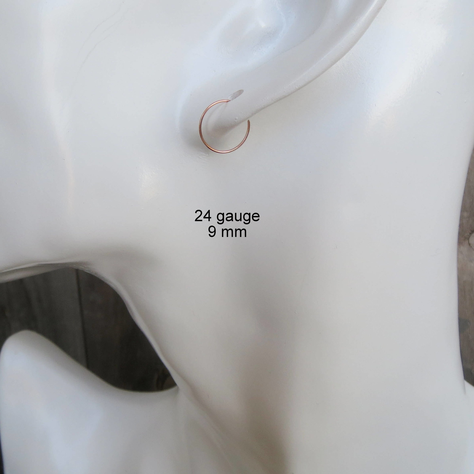 Skinny Nose Ring Hoops, Set of TWO: Yellow or Rose-Gold Filled or Sterling Silver - Helix Ring, Tragus Ring, Lip Ring, Etc, 100% Made In USA