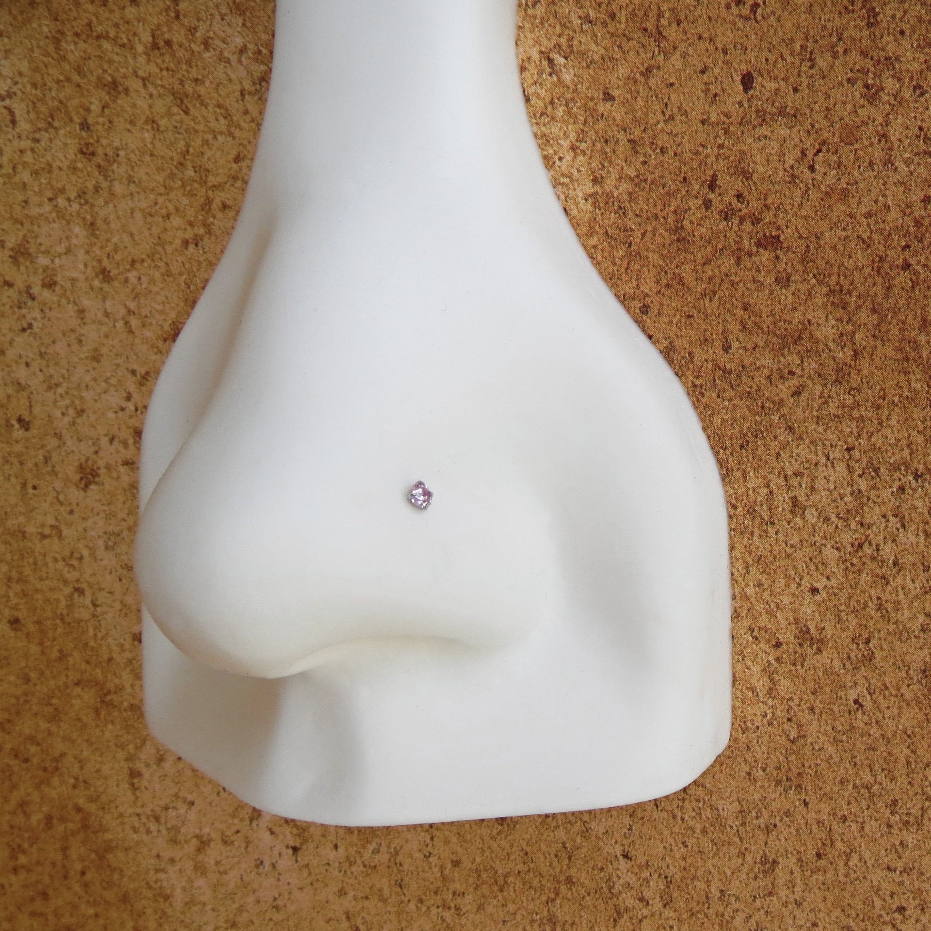 Small 2mm Pink Nose Stud, 925 Sterling Silver Pale Pink Nose Ring, Cubic Zirconia Gemstone Nose Stud with a 21g Post, L-bend or Straight