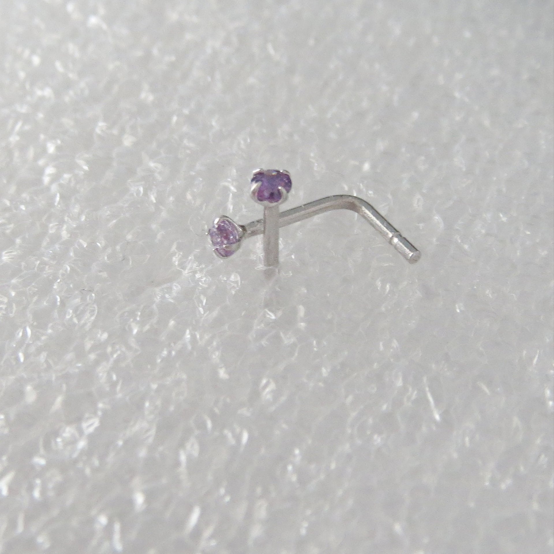 Small Purple Nose Stud, 925 Sterling Silver Purple Nose Ring, Cubic Zirconia Tanzanite Gemstone Nose Stud on a 21g Post, Customizable