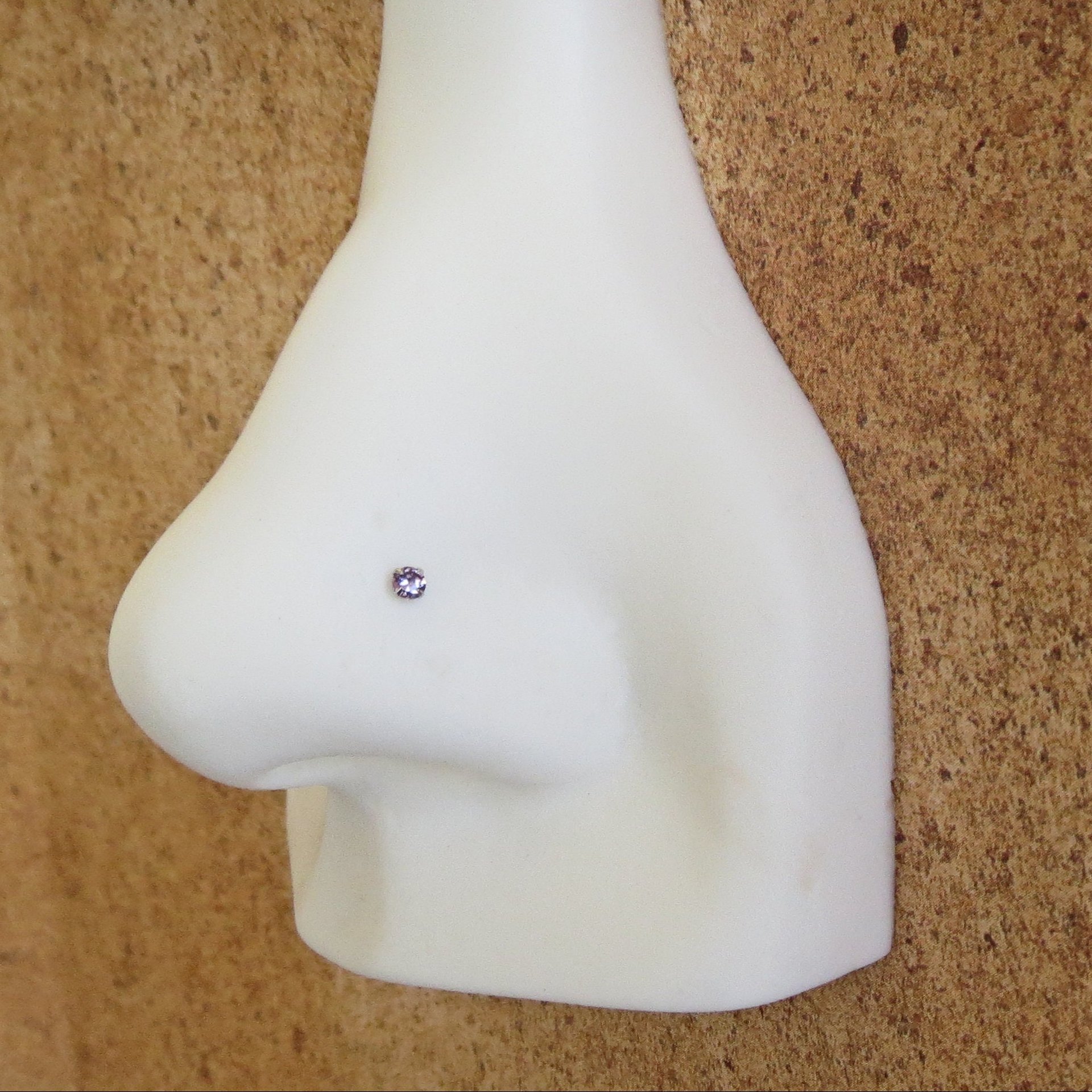 Small Purple Nose Stud, 925 Sterling Silver Purple Nose Ring, Cubic Zirconia Tanzanite Gemstone Nose Stud on a 21g Post, Customizable