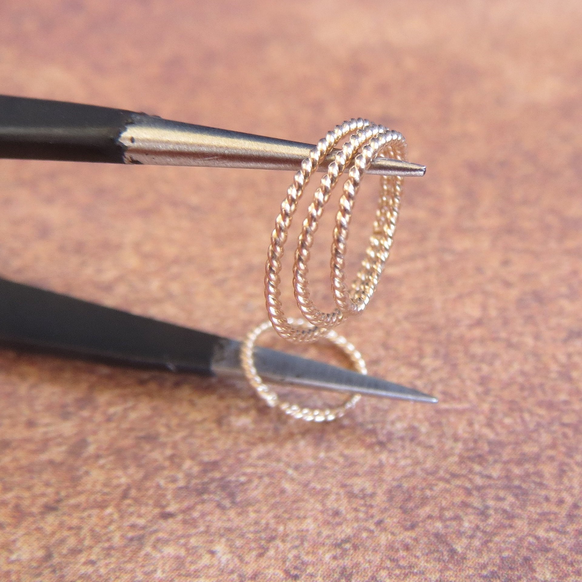 Solid 14k Gold Hoop Earrings, Perfectly Twisted Pair of Small Gold Earrings