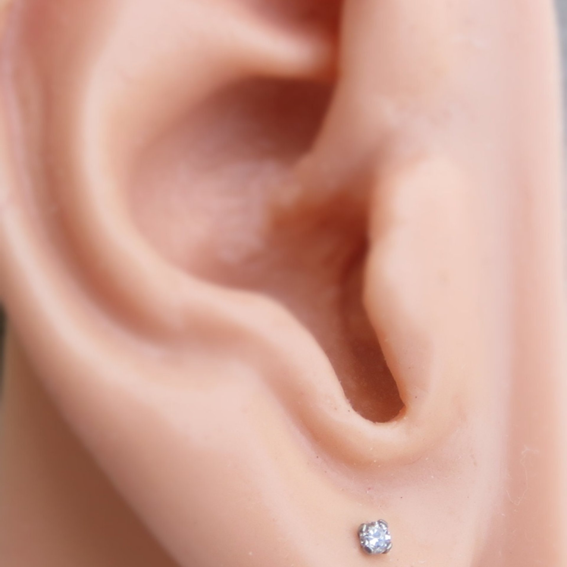 Surgical Steel Stud Earrings, Tiny 2mm Cubic Zirconia Gemstone Earrings - 21g Lobe and Cartilage Studs for Men or Women - Single or Pair