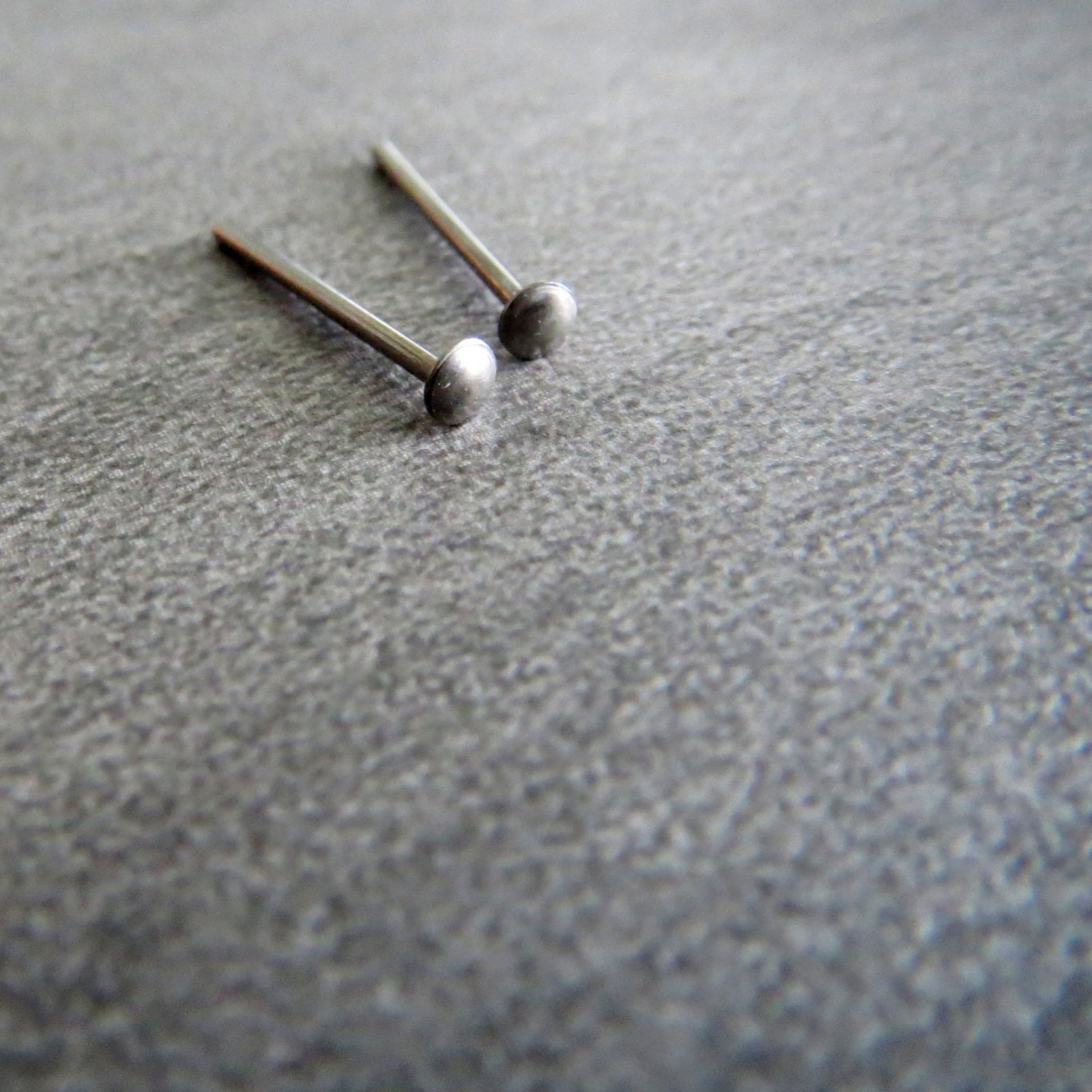 Niobium Tiny Stud Post Earrings, Grey Niobium Relief Studs, Womens or Mens Earrings - Hypoallergenic Lobe or Cartilage Stud Earrings