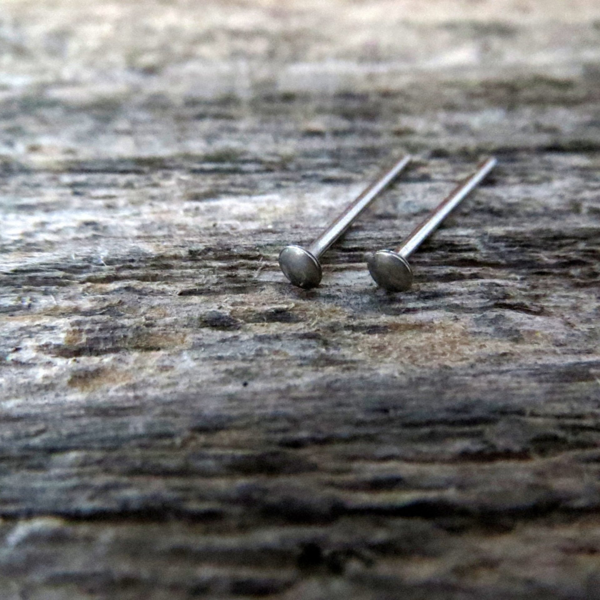 Niobium Tiny Stud Post Earrings, Grey Niobium Relief Studs, Womens or Mens Earrings - Hypoallergenic Lobe or Cartilage Stud Earrings